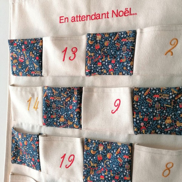 Calendrier de l'avent enfant tissu liberty