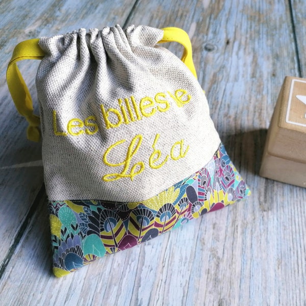 Sac à billes brodé en coton enduit et Liberty®