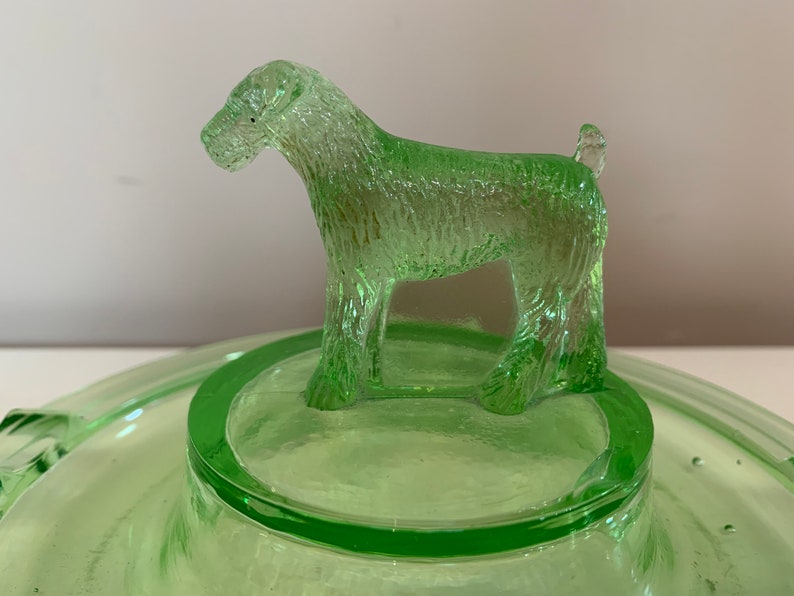 Vintage Uranium Green Glass Cigar Ashtray/ Terrier Dog/ Etsy