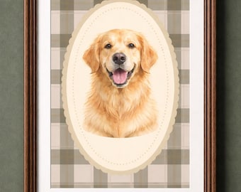 Digital Green Checker Dog Print Decor