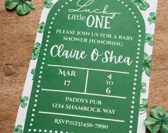 Lucky Little One Baby Shower Invitation: Irish St. Patrick's Day Theme (Editable)