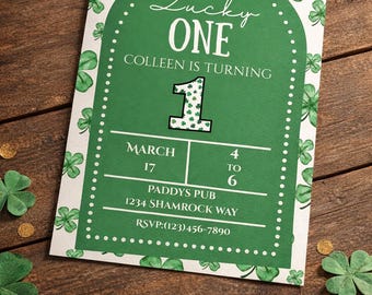 Lucky One Irish Themed 1st Birthday Invitation