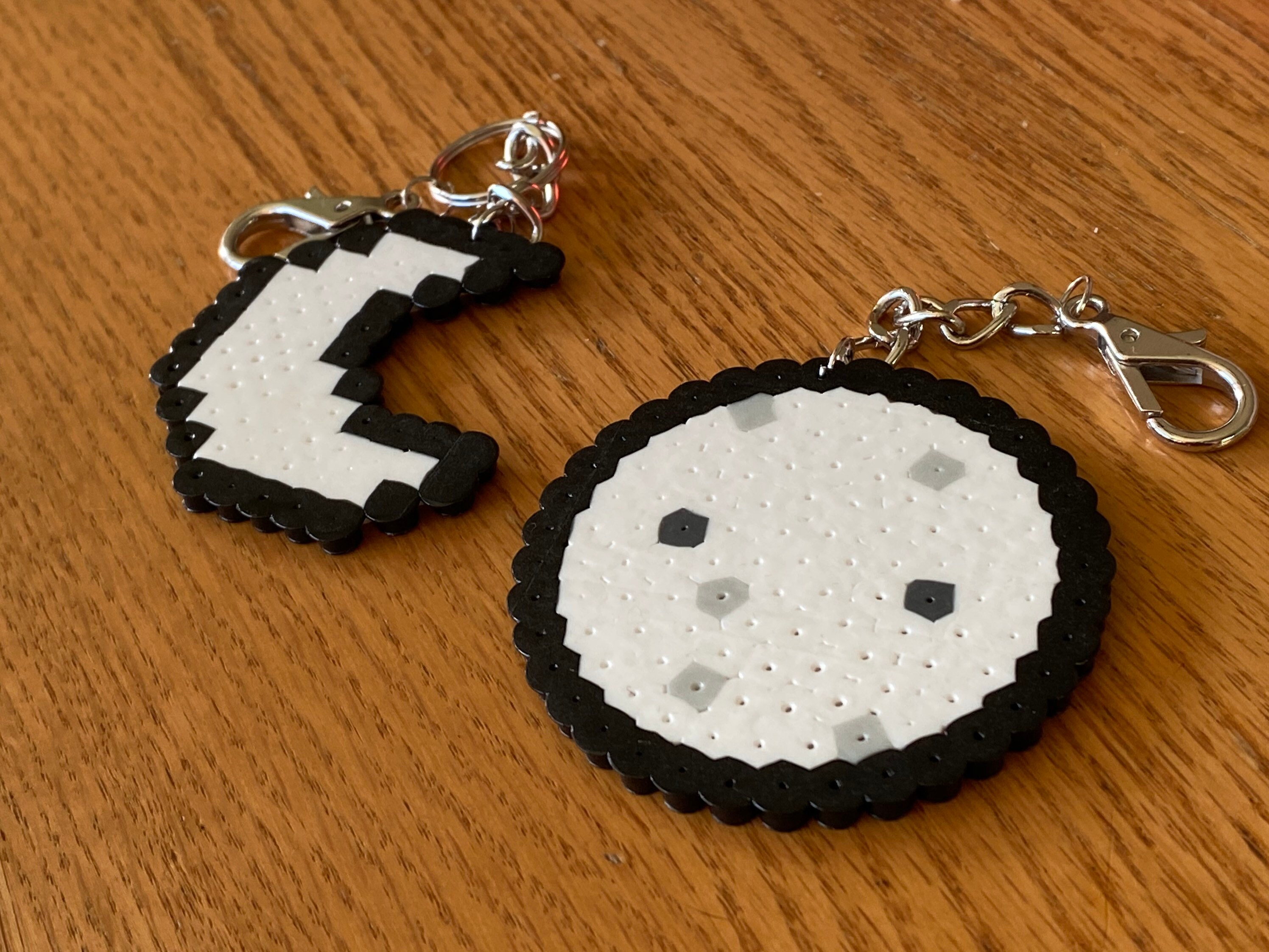 Full Moon and Crescent Moon Keychains Etsy