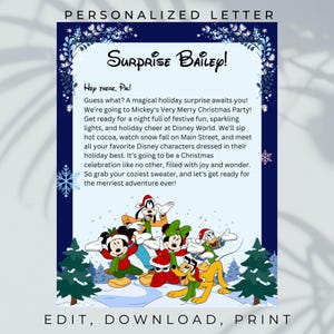 Very Merry Christmas Surprise, personalized letters and tickets for surprise trip reveal