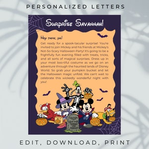 Halloween Mickey&#39;s Not So Scary Surprise, personalized letters and tickets for surprise trip reveal