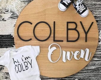 Round Nursery Name Sign, Custom Name Sign, Baby Shower Gift, Round Wood Name Sign, Baby Name Sign, Personalized Nursery Decor, Baby's Room