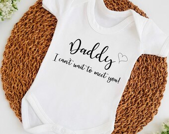 Daddy I Can't Wait To Meet You! with Heart Baby Announcement Vest (Pregnancy Reveal | New Daddy | Dad To Be | Expecting New Baby | Gift)