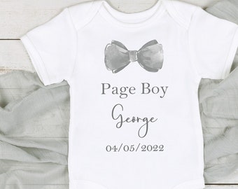 Personalised Page Boy Bow Tie T-shirt/Baby Vest/Babygrow | Wedding | Children | Bow Tie | Wedding Guest | Page Boy Gift | Page Boy Outfit