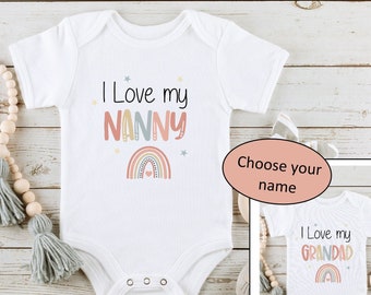 I Love My Nanny/Grandad Baby Vest Babygrow | Rainbow Baby | LGBTQ+ | New Baby Gift | Baby Shower | Adoption Babygrow | Mum Dad Gift