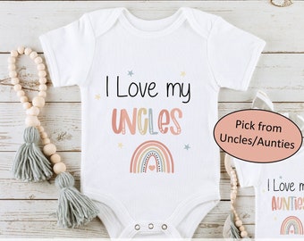 I Love My Uncles/Aunties Baby Vest Babygrow | Rainbow Baby | LGBTQ+ | New Baby Gift | Baby Shower | Adoption Babygrow | Mum Dad Gift