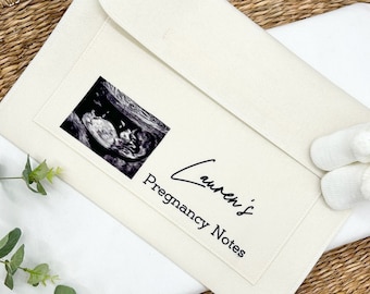 Digitally Printed Personalised Pregnancy Folder Maternity Notes with Your Baby Scan Photo - Keep NHS Medical Notes Safe - Keepsake Gift Baby