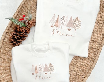 Sapin de Noël en or rose Tenues pour maman et mini fille Gilet, Poussette, T-shirt, Sweat | Cadeau | Jumelage | Noël | Tenue de Noël | Arbres