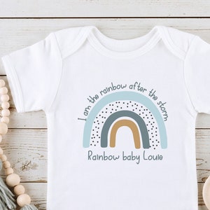 Personalised Blue Rainbow After The Storm Baby Babygrow | Vest (Rainbow Baby Gift | New Baby | Baby Boy Present | New Arrival Baby Shower)