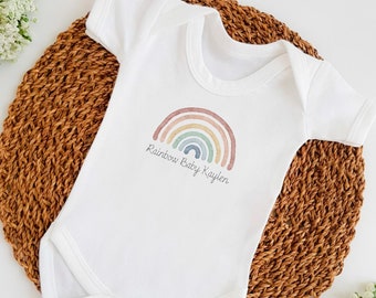 Personalised Rainbow Baby Vest | Pregnancy Reveal Baby Announcement Vest Pregnant (New Baby Dad Gift | Dad To Be | Mum To Be | IVF Miracle