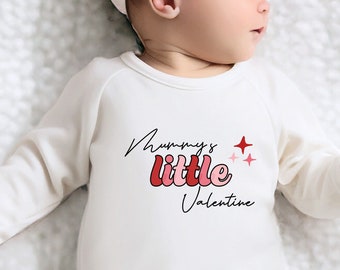 Personalised First Valentines Mummy's Little Valentine Baby Outfit (Babygrow Sleepsuit Vest Bodysuit |  New Baby Gift | Mum Gift l Dad )