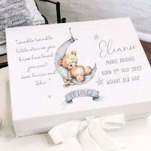 Personalised Twinkle Twinkle Bear Baby Box New Baby Gift Box | Baby Shower Gift l Keepsake l Memory Box | Baby Girl | Baby Boy | Unisex Baby