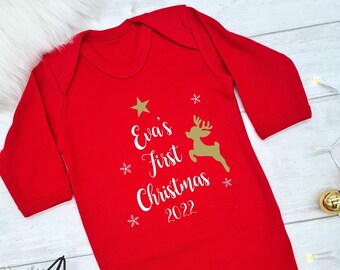Christmas Gold Snowflake New Parents Top Baby Bodysuit