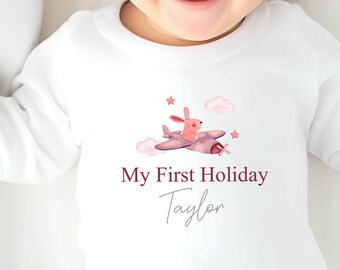 My First Holiday Outfit (Babygrow Sleepsuit Vest Bodysuit T-shirt | Summer Holiday | Airplane | Family Holiday | First Time Flyer New Baby