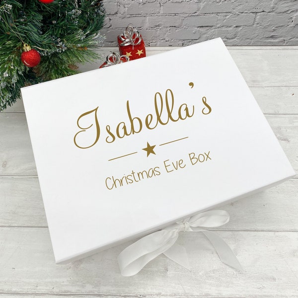 Caja de Nochebuena personalizada / Opción roja o blanca / Infantil / Primera Navidad / Navidad familiar Santa / Caja de regalo / Niños Niños Niñas