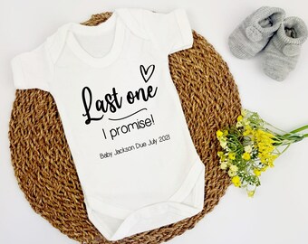 Last One I Promise! Personalised Baby Announcement Vest (Pregnancy Reveal | New Baby | Novelty Baby Reveal | New Mummy | New Daddy | Gift)