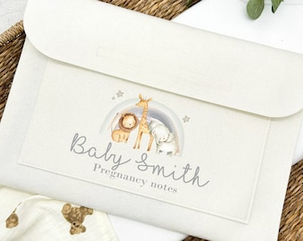 Jungle Rainbow Pregnanacy/Maternity Notes folder | Personalised New Baby | Rainbow baby | IVF Journey | Document Folder | Cream Folder