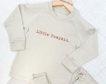 Little Pumpkin Lightweight Cotton Tracksuit | Halloween Outfit Baby Girl Boy Toddler Girls Outfit Trousers Personalised T-shirt Kids