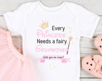 Will you be my Godmother? Proposal Baby Announcement Vest (Christening Vest | God Mother | Friend | Princess needs a Godmother