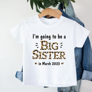 Personalised Leopard Print I'm Going To Be A Big Sister | Date | Promoted To | New Sister | Bigger Sister | Little Sister Baby Announcement