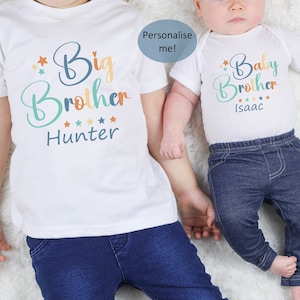 Personalised Big Brother T-shirt White | Older Brother | Biggest Brother | Baby Announcement | New Baby | Baby Brother | Boy | New Brother