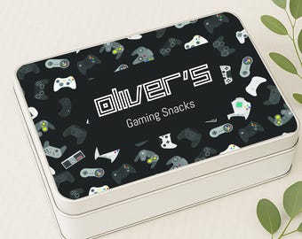 Gaming Snacks Gift Tin | Stocking Filler | Gift For Teens | Gift Dad Daddy | Gamer Kids Teenager | Son | Customised Personalised Xmas Tin