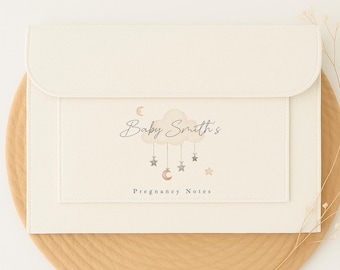 Pregnanacy/Maternity Notes Folder | Teddy Bear Unisex | Personalised New Baby | Rainbow Baby | IVF Journey | Document Folder | Cream Folder