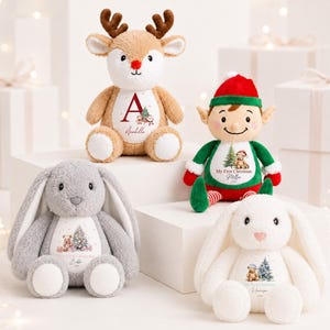 Christmas Multiple Design 2026 Teddy Personalised Soft Toy | Penguin Reindeer Plush (Xmas Gift Girl Boy | First Christmas Gift Grandkids)
