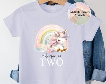 Girls Unicorn Birthday T-shirt Cotton | Personalised Toddler Infant Party Pink | I am One Two Three Four | First Birthday 1st Cake Smash