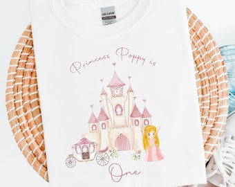 Birthday Vest/T-shirt | Personalised  Princess Castle ONE Number 1st Birthday (One Today First Birthday Party Photo Girl Girls)