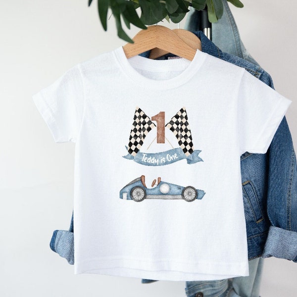 Personalised Race Car First Birthday (Baby Vest | T-shirt| Bodysuit | Cake Smash | 1st birthday, boys birthday Party | Baby Boy New Baby)