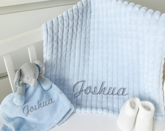 Embroidered Blue Blanket or Elephant Comforter Personalised