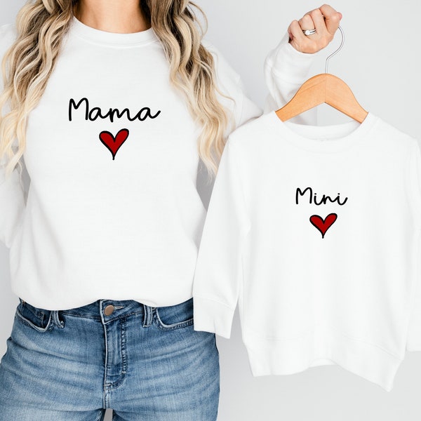 Personalised Mum & Mini Matching Sweatshirts | Baby Vest Bodysuit | Mum and Mini | Mother's Day Gift Present | From Daughter Son | Twinning