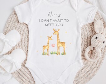 Personalised Nanny Grandad I Can't Wait To Meet You Giraffe Baby Announcement Vest | Pregnancy Reveal | Newborn | Baby Shower Gift Present