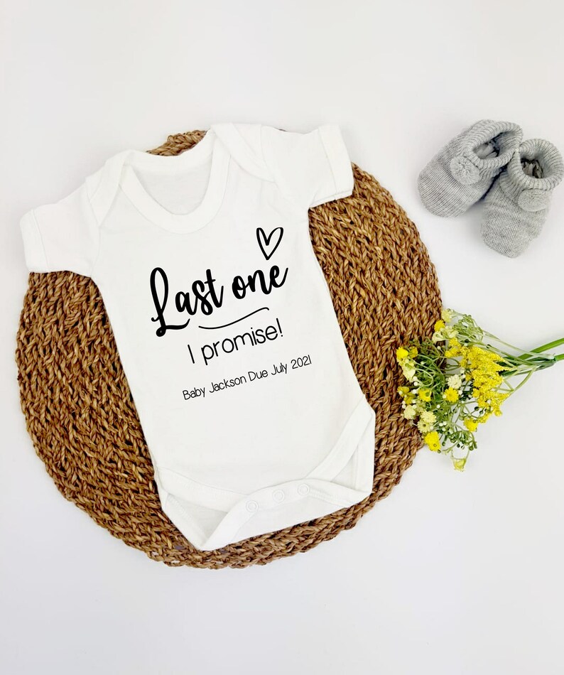Last One I Promise Personalised Baby Announcement Vest Etsy