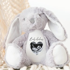Personalised Baby Scan Pregnancy Announcement Bunny/Teddy l Announcement l Baby Shower Gift l New Baby Gift l Mum To Be Gift