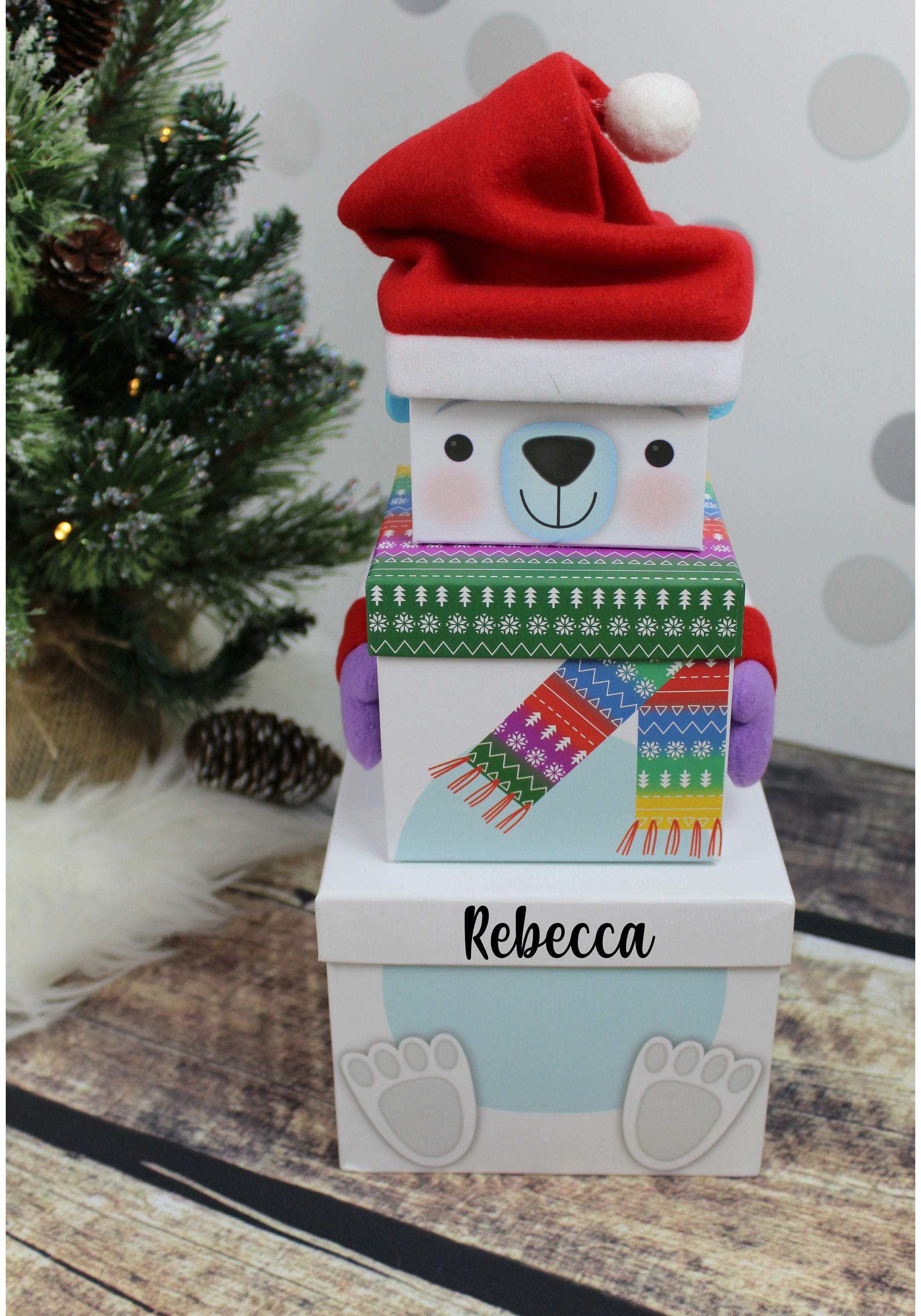 Personalised Polar Bear Stacking Boxes Set Of 3 Boxes Etsy