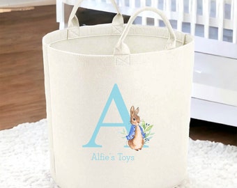 Cesta para juguetes – almacenamiento de juguetes, habitación para niños,  bolsa para juguetes, algodón, bolsa de almacenamiento, unisex - Conejo