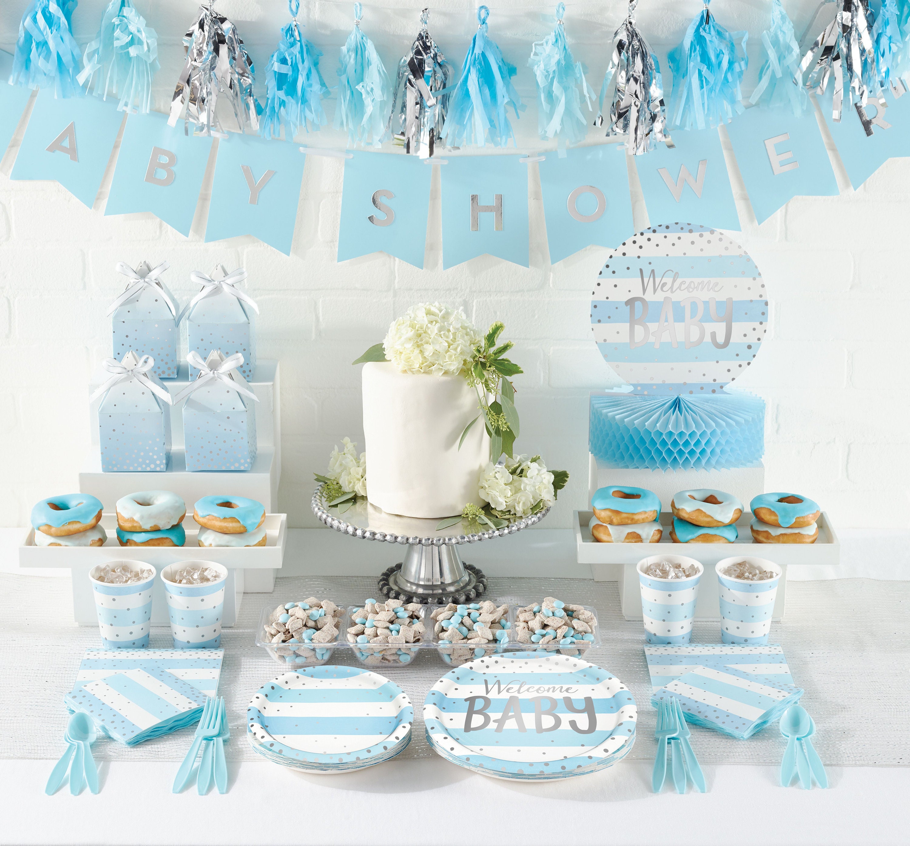 VANGNING Deco 'Here Comes The Son' Banner - Blaues Glitzer-Baby Shower Banner, DIY Deko Für Junge, Geschlechts-Enthüllung