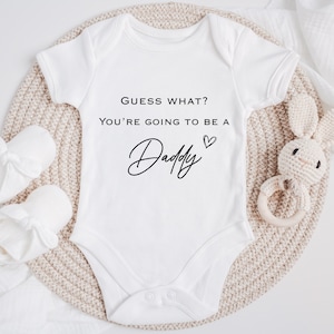 Personalised Guess What... You're Going To Be A Daddy Pregnancy Reveal, Baby Announcement Vest, Sleepsuit, Bodysuit, Newborn, Dad To Be