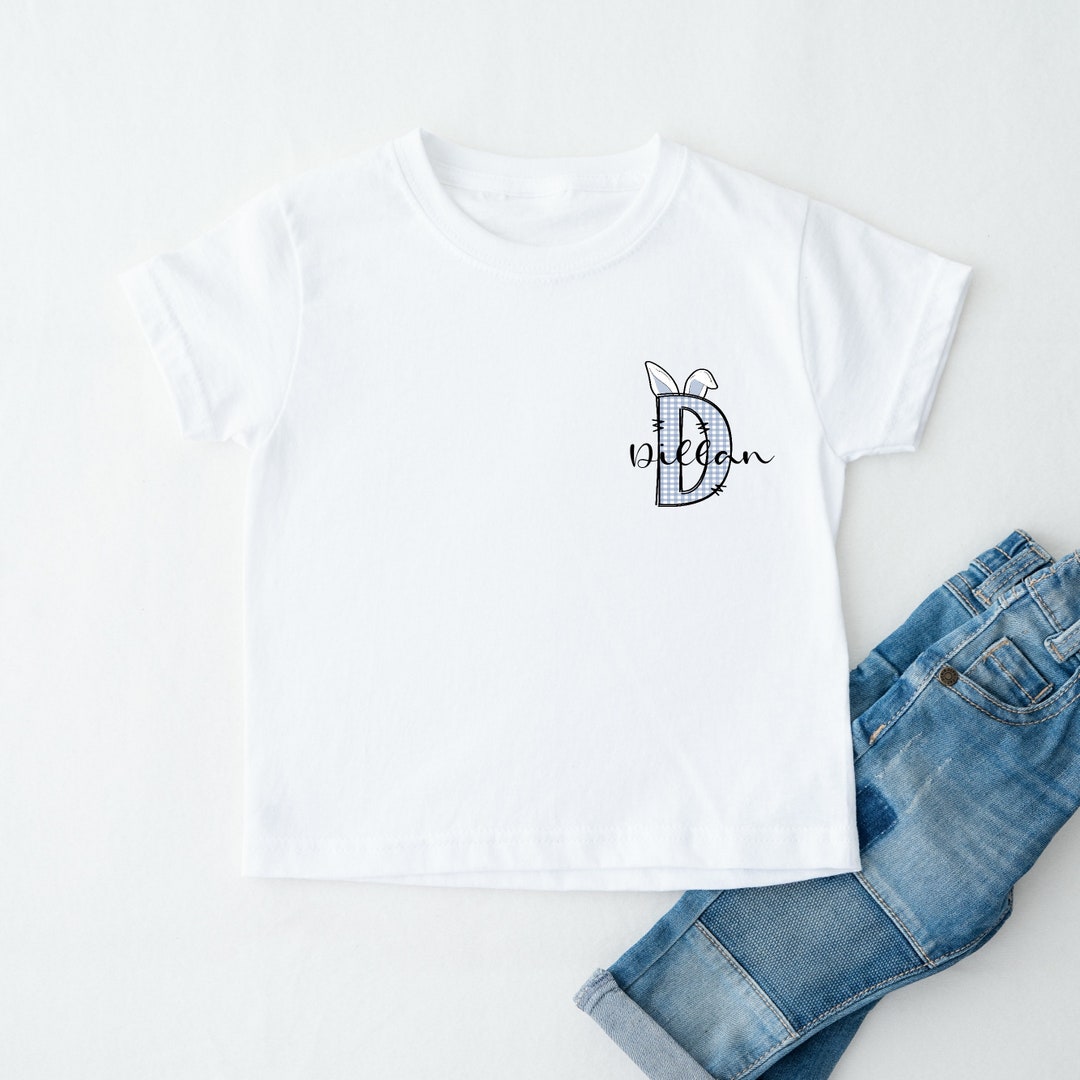 Blue Tartan Bunny Initial Easter T-shirt/babygrow/bodysuit L Vest L New ...