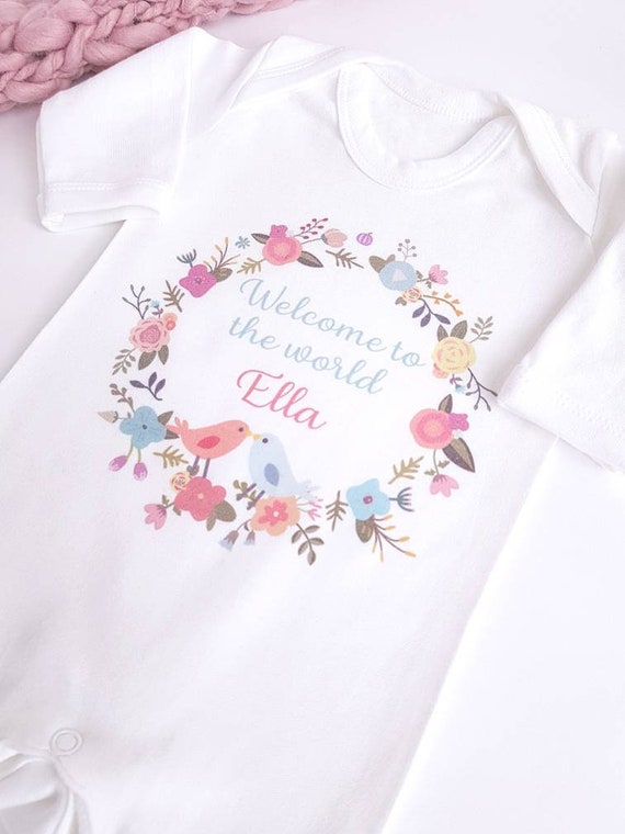 welcome to the world personalised baby grow