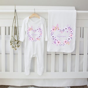 Couronne de papillon rose personnalisée pour bébé fille, bonnet, couverture, boîte-cadeau en option coffret cadeau vêtements pour bébé cadeau de nouveauté image 6