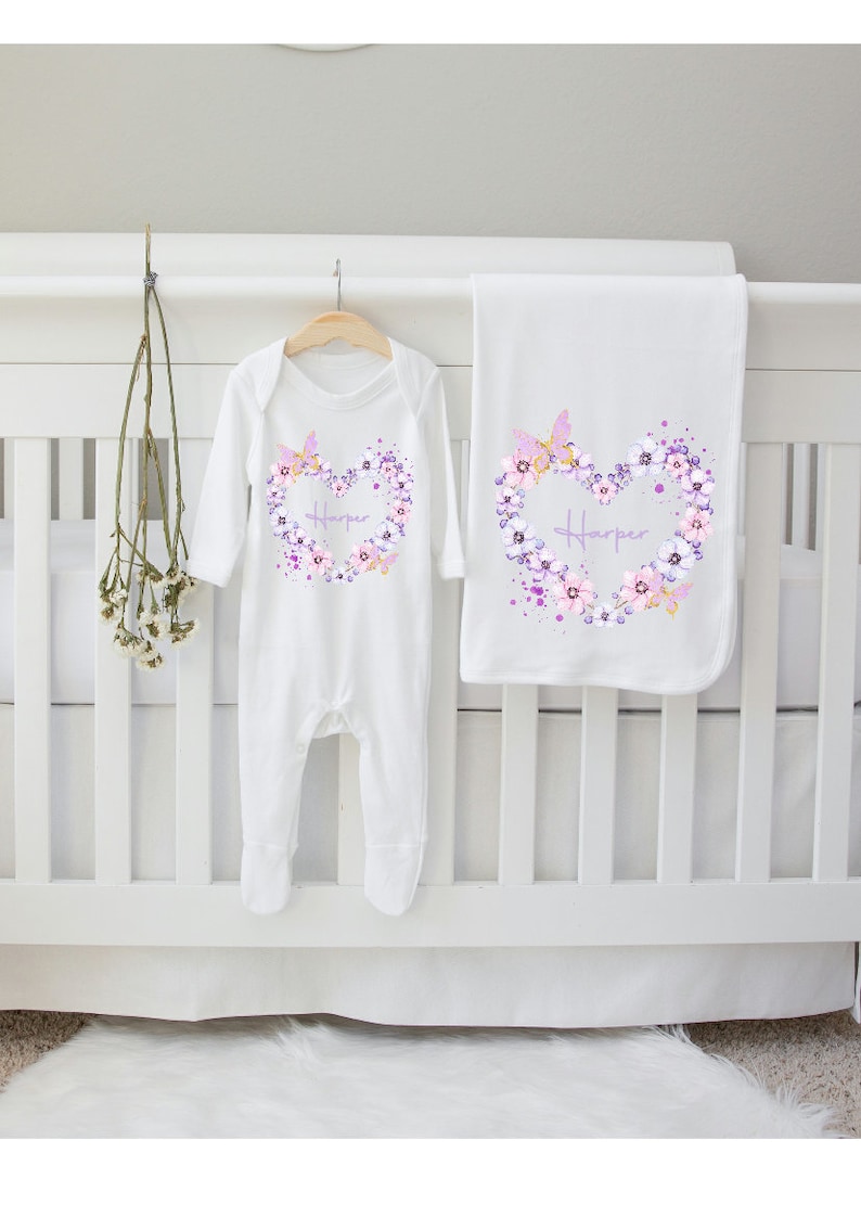 Couronne de papillon rose personnalisée pour bébé fille, bonnet, couverture, boîte-cadeau en option coffret cadeau vêtements pour bébé cadeau de nouveauté image 6