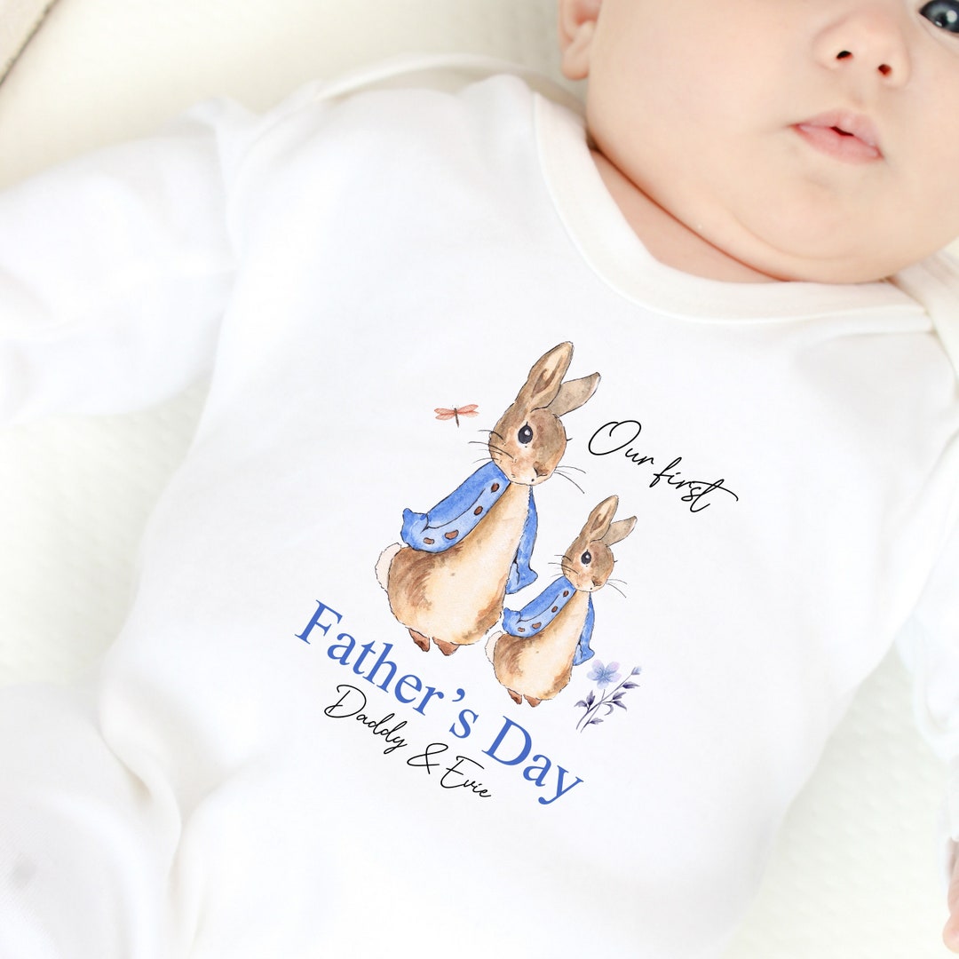 Personalised Our First Father's Day Blue Rabbits Father & Child ...