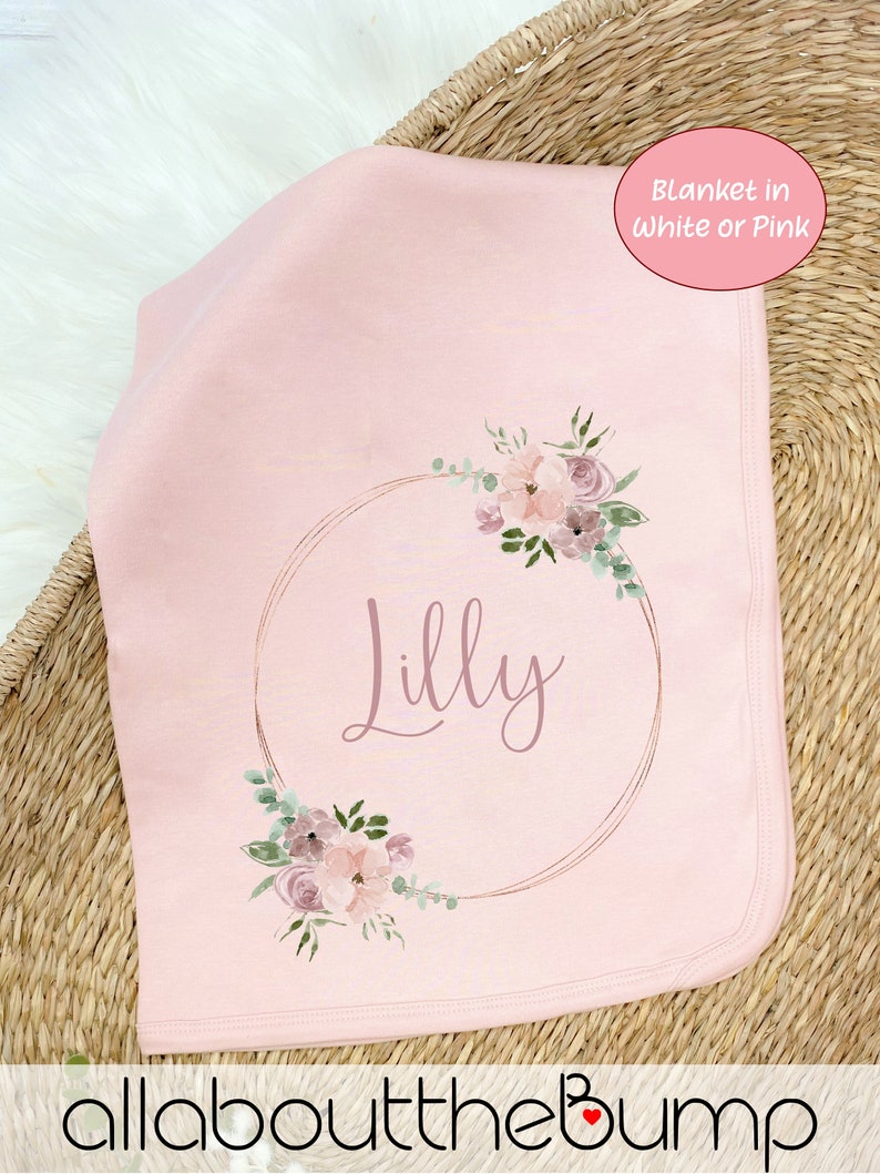 Traje personalizado de bebé con anillo de oro rosa oscuro body de chaleco de traje de dormir de babygrow / regalo de nueva niña / regalo de regreso a casa del hospital Blanket: Dusky Pink